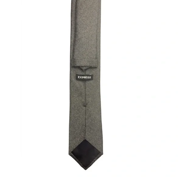 Express Men's Grey Textured Silk-Blend Tie - Picture 2 of 4